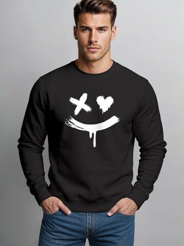 Neverless Sweatshirt 'Creepy Smile' in Black