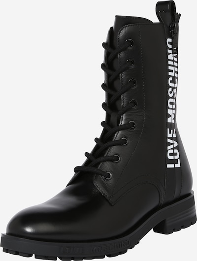 Love Moschino Къси ботуши с връзки в черно / бяло, Преглед на продукта