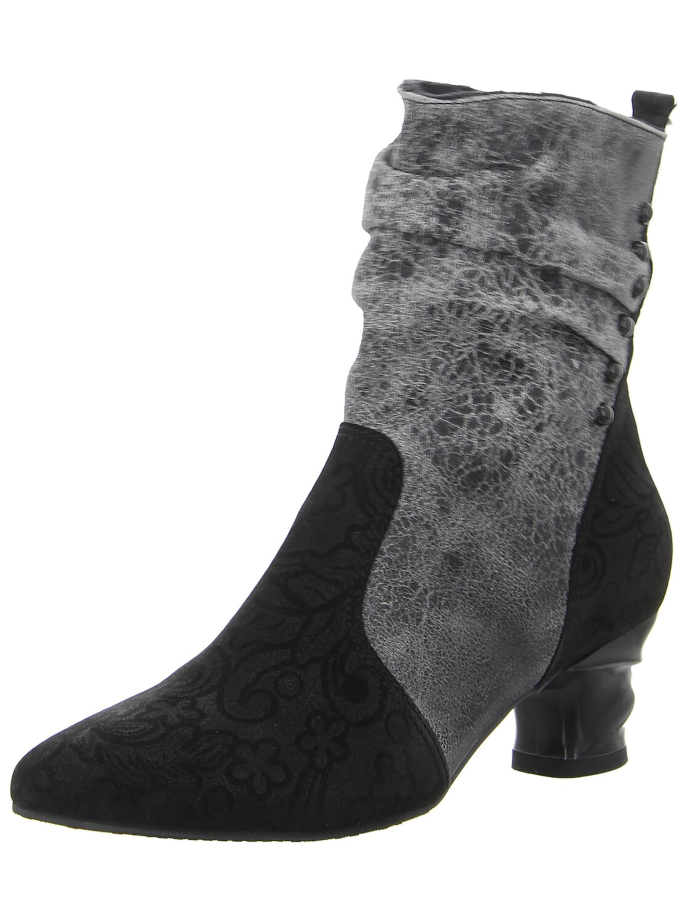 Simen Ankle Boots 'Damen Stiefelette 7097A SCHWARZ-GRAU Echt Leder in schwarz' in Black: front