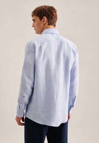 SEIDENSTICKER Regular fit Zakelijk overhemd 'SMART LINEN' in Blauw