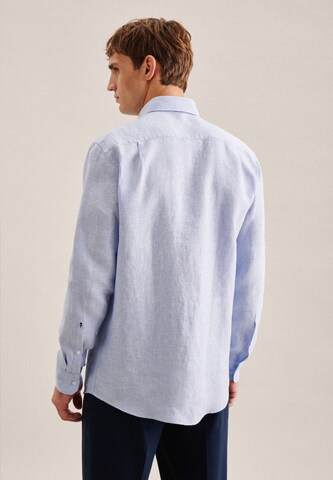 SEIDENSTICKER Regular fit Business Shirt 'SMART LINEN' in Blue