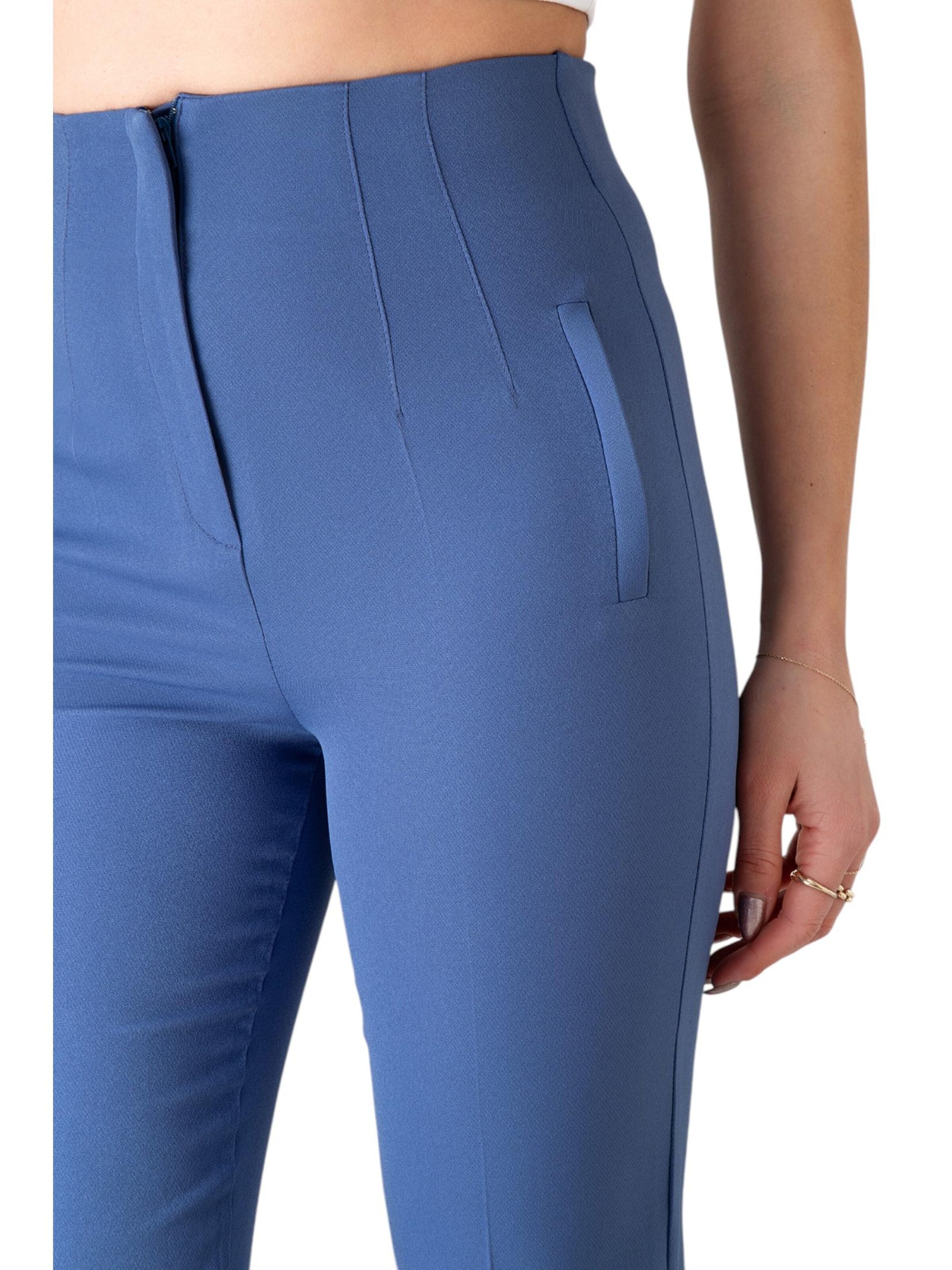 fashionshowcase Slimfit Bandplooibroek 'Alessia' in Blauw