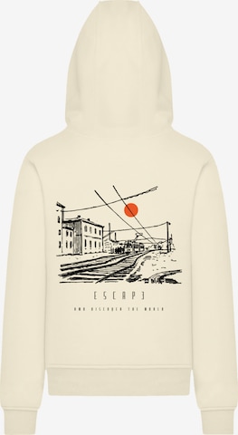 Sweat-shirt 'Escape Discover the World Town Train Station' F4NT4STIC en beige : devant