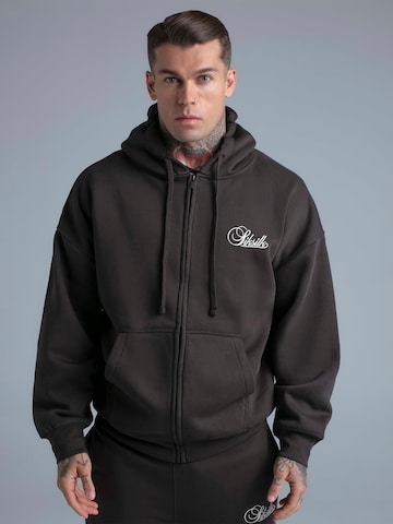 SikSilk Sweatvest 'Essentials Full Zip Hoodie' in Bruin: voorkant
