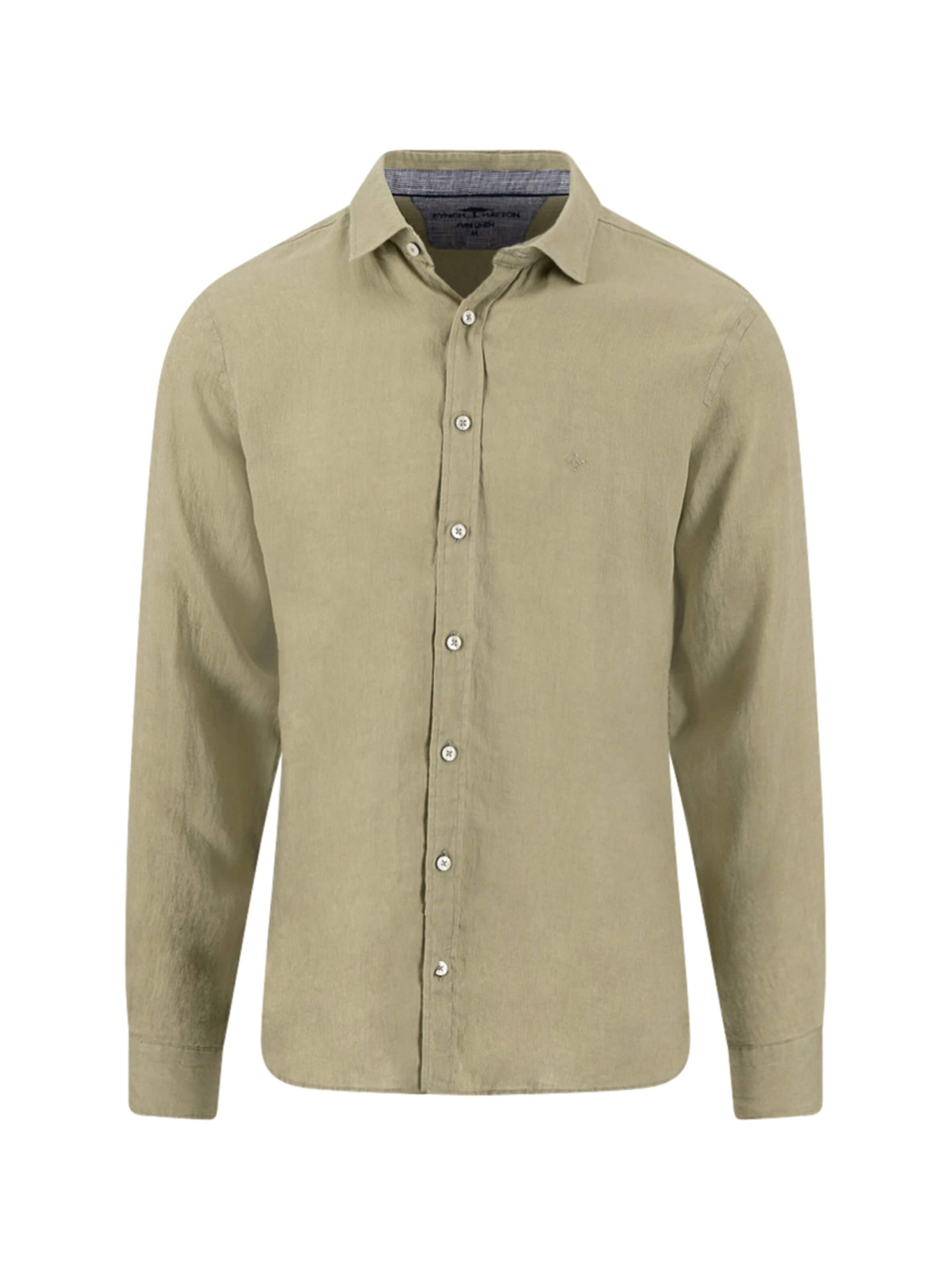 Fynch Hatton Regular Fit Hemd 'Premium Linen, Kent., 1/1 pistachio'‌‌‌ in Grün: Vorderseite