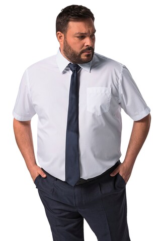 Men Plus Comfort fit Button Up Shirt in White: front