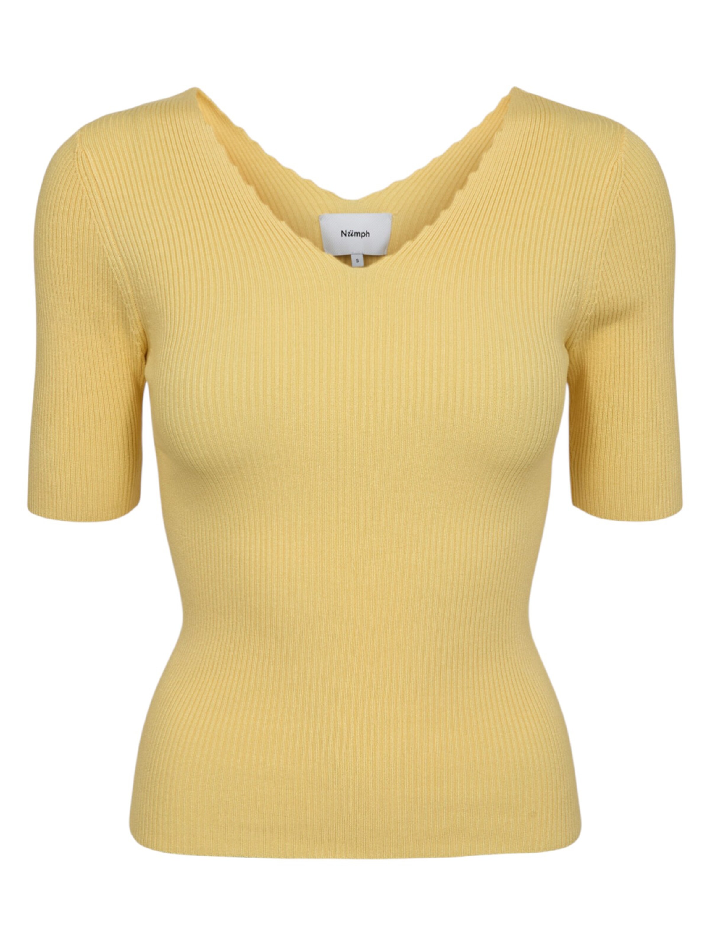 NÜMPH 3/4 Ärmel-Strickpullover 'NUAYELET SS PULLOVER CROPPED' in Gelb: Vorderseite