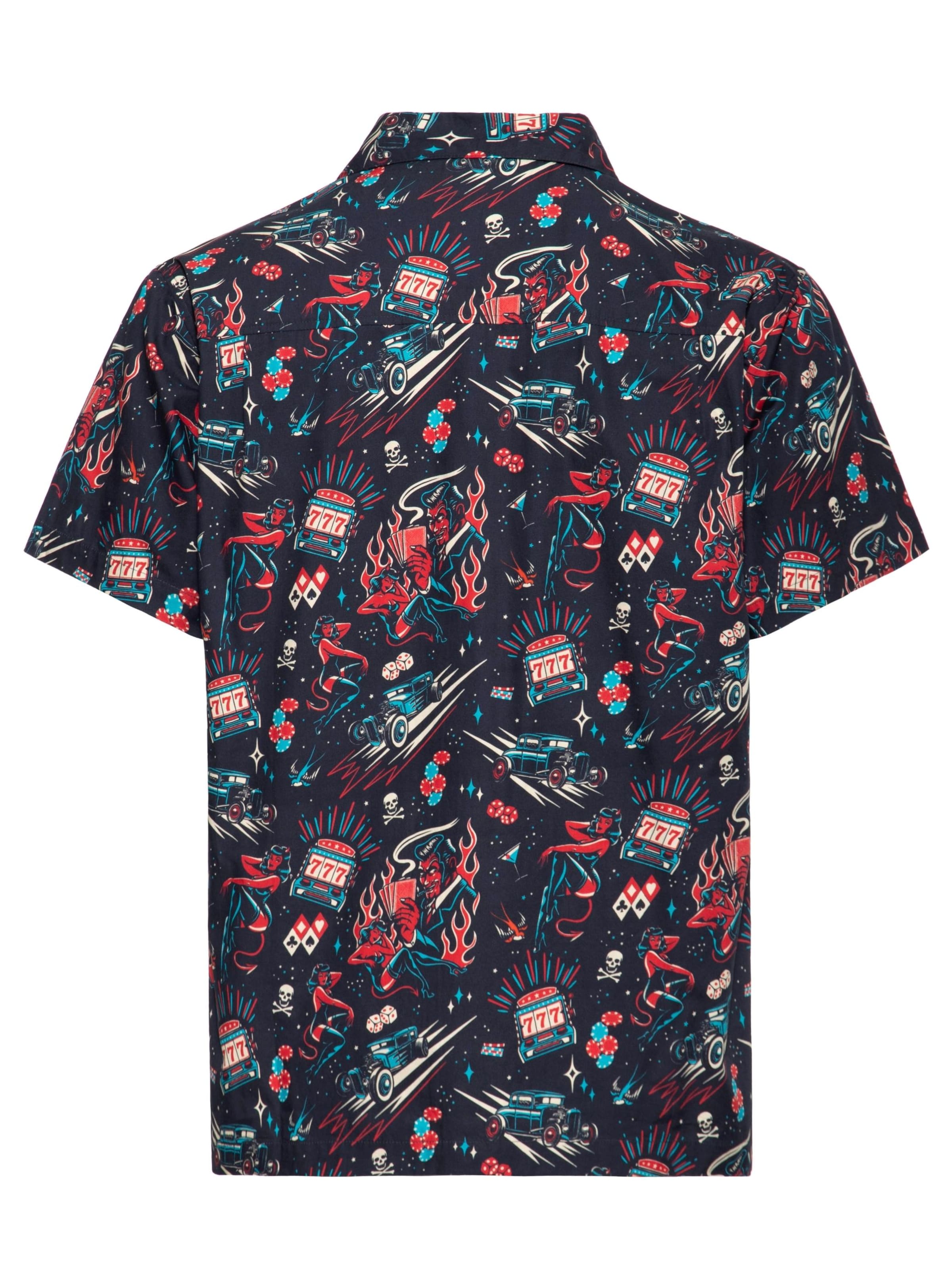 King Kerosin Regular Fit Hemd 'Rockabilly Devil'‌ in Schwarz