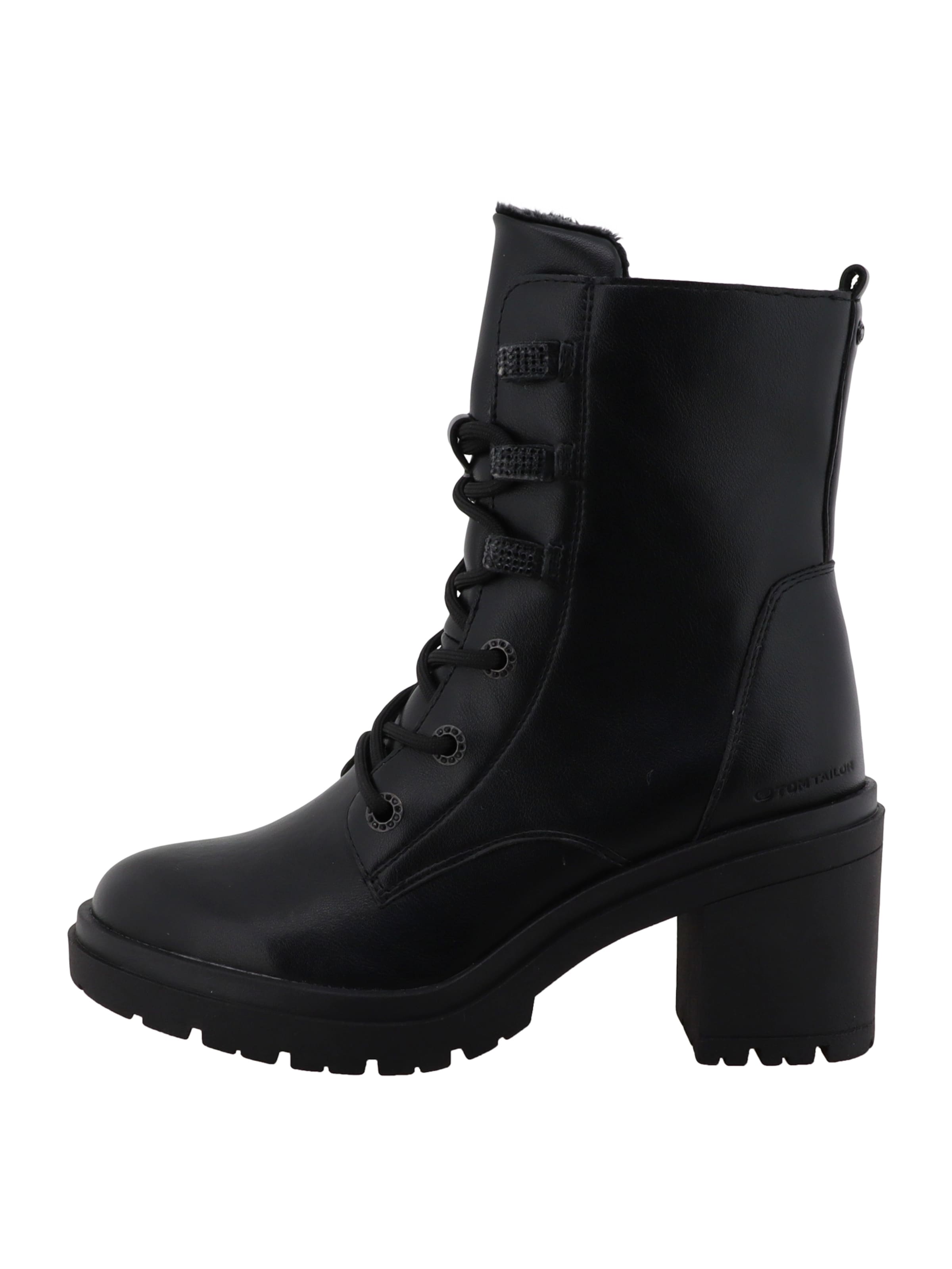 TOM TAILOR - Bota com atacadores em preto: frente