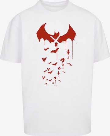 T-Shirt 'DC Comics Batman Arkham Bats X Drip' F4NT4STIC en blanc : devant