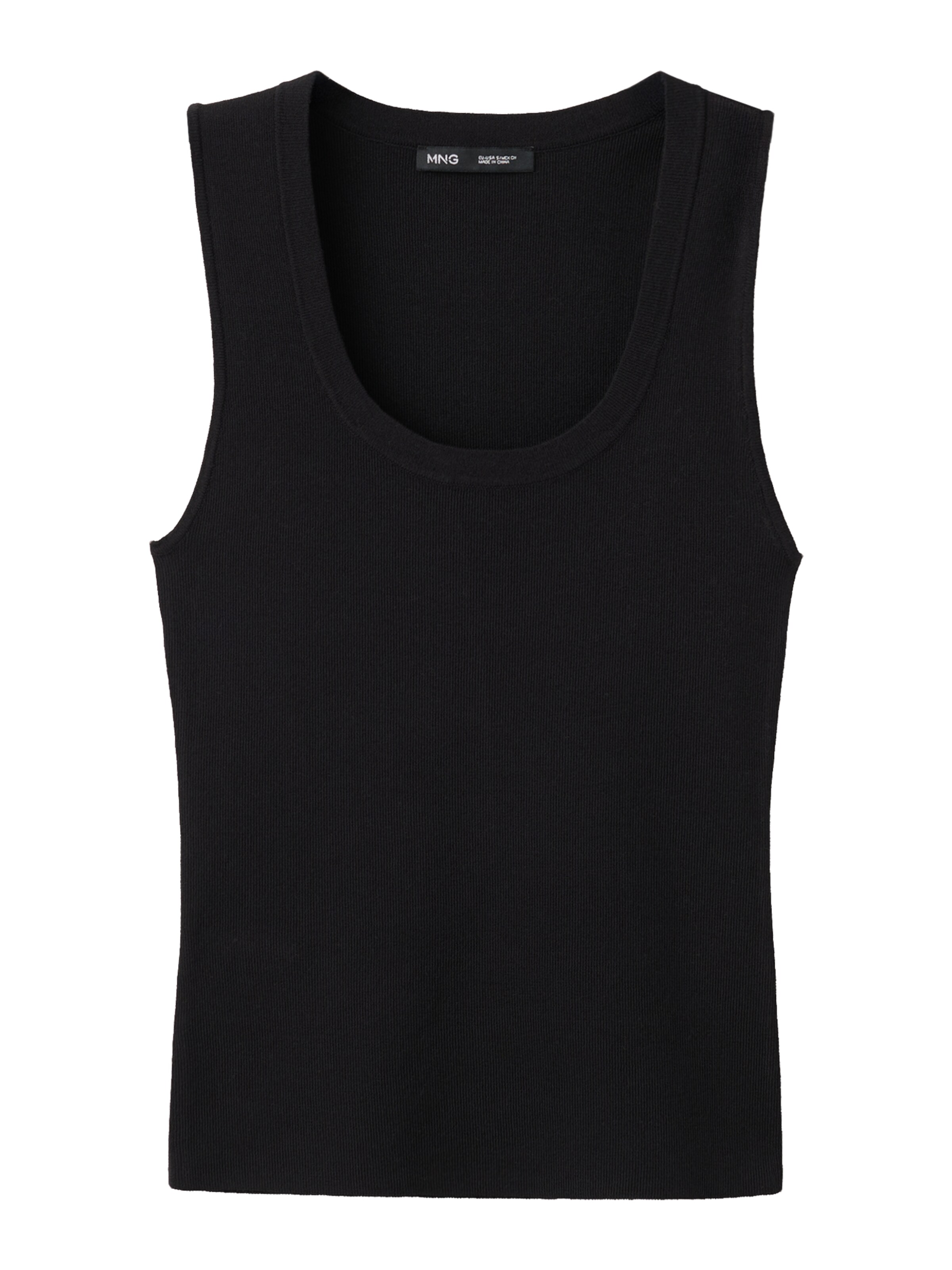 Top brodat 'MARX' de la MANGO pe negru: față