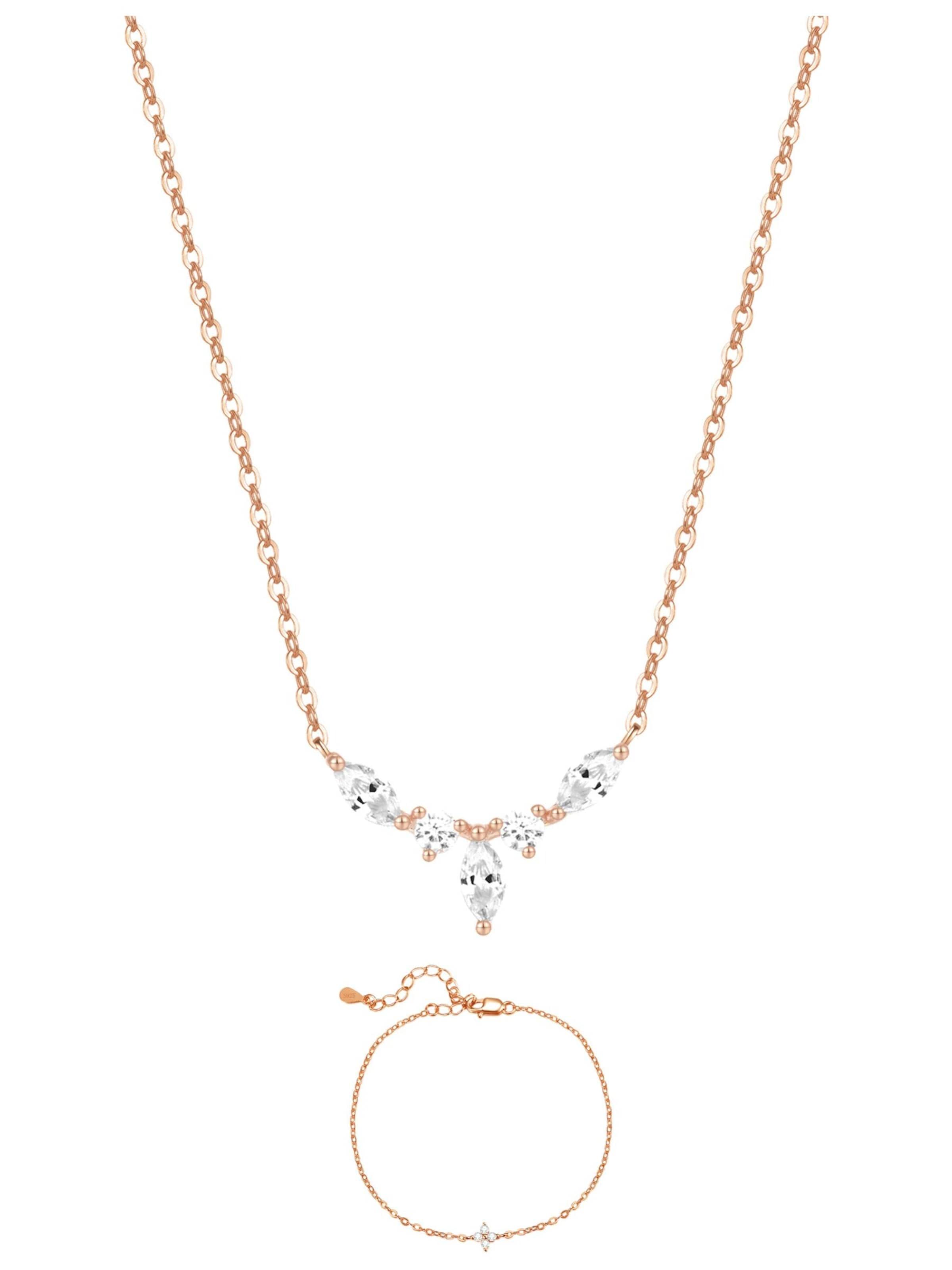 Hey Happiness Sieraden set 'Gemstone Crown Necklace & Daisy Bracelet Set' in Goud