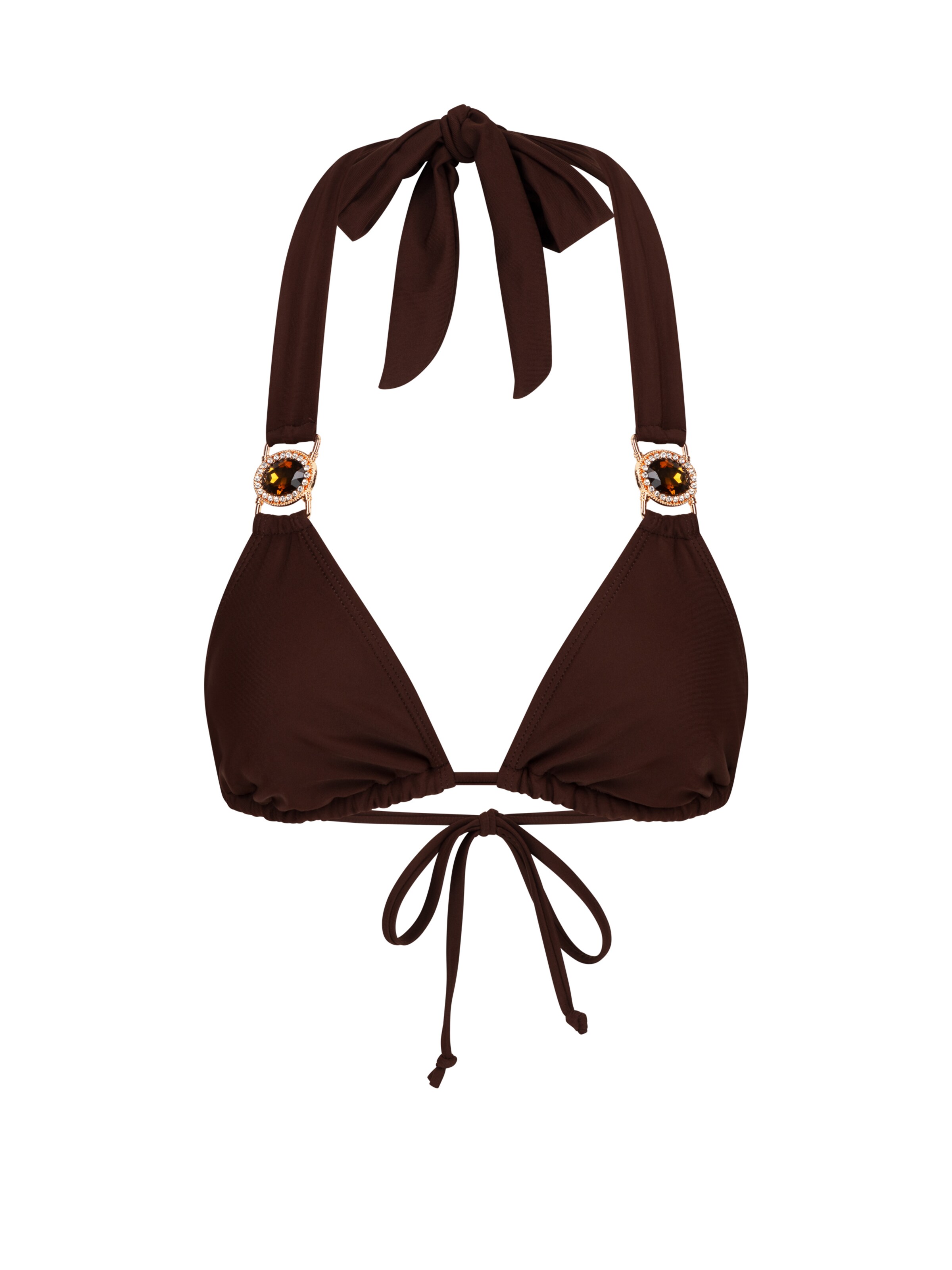 Moda Minx Τρίγωνο Τοπ μπικίνι 'Amour' σε καφέ: μπροστά