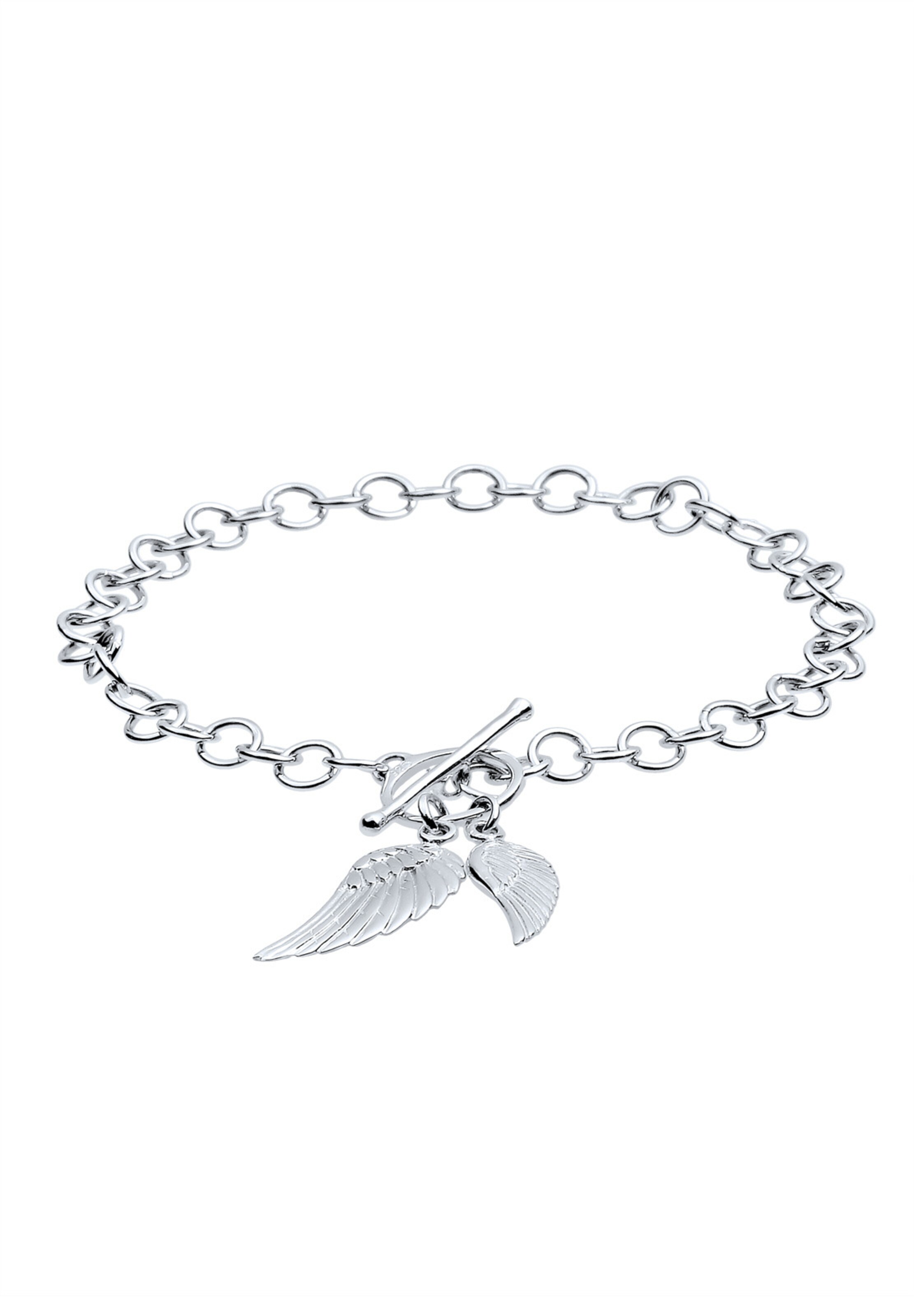 ELLI Armband Bettelarmband, Flügel, Multipendants, T-Bar in Silber: Vorderseite