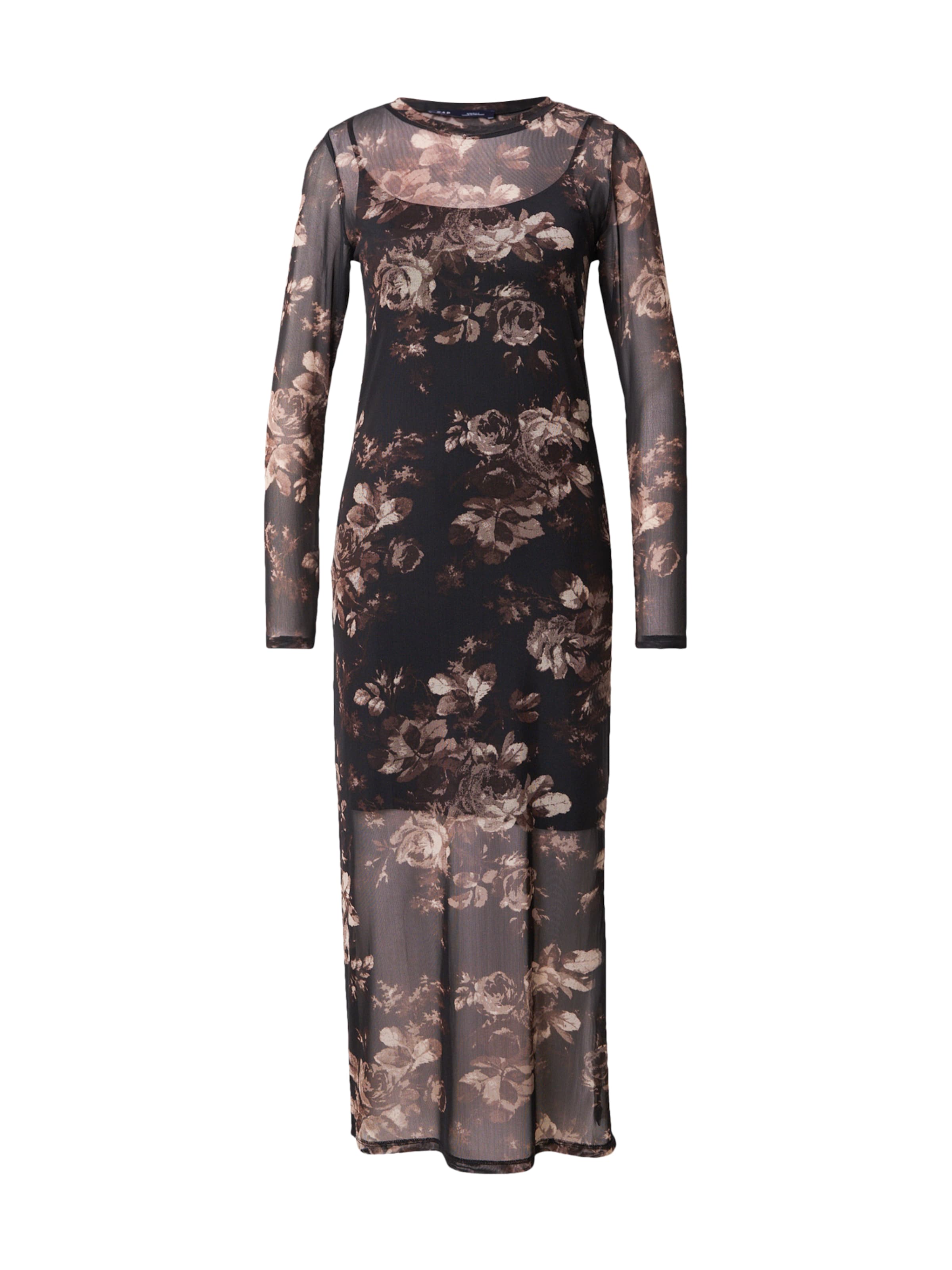 GAP Damen - Kleider 'LS MESH MIDI' in Schwarz: Vorderseite