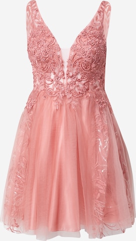 Robe de cocktail Laona en rose : devant