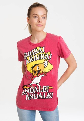 LOGOSHIRT Shirt 'Looney Tunes - Speedy Gonzales' in Rood: voorkant