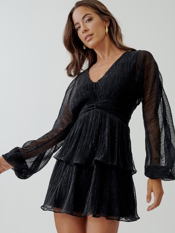 Robe 'MYLA' Tussah en noir : devant