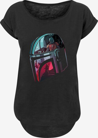 F4NT4STIC Shirt 'Star Wars The Mandalorian Mandalore Helmet Reflection' in Zwart: voorkant