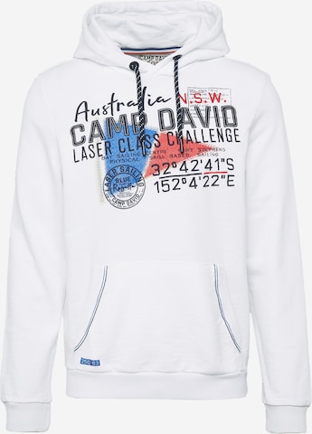 Sweat-shirt CAMP DAVID en blanc : devant