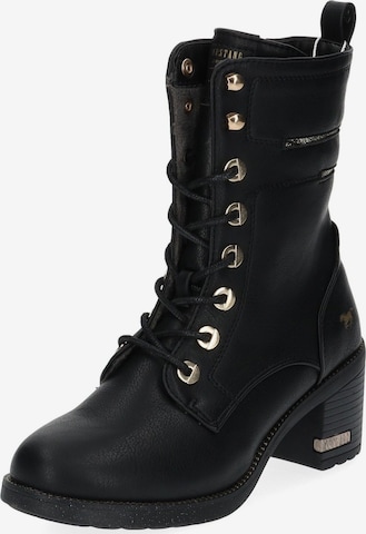 MUSTANG Lace-Up Ankle Boots in Black: front