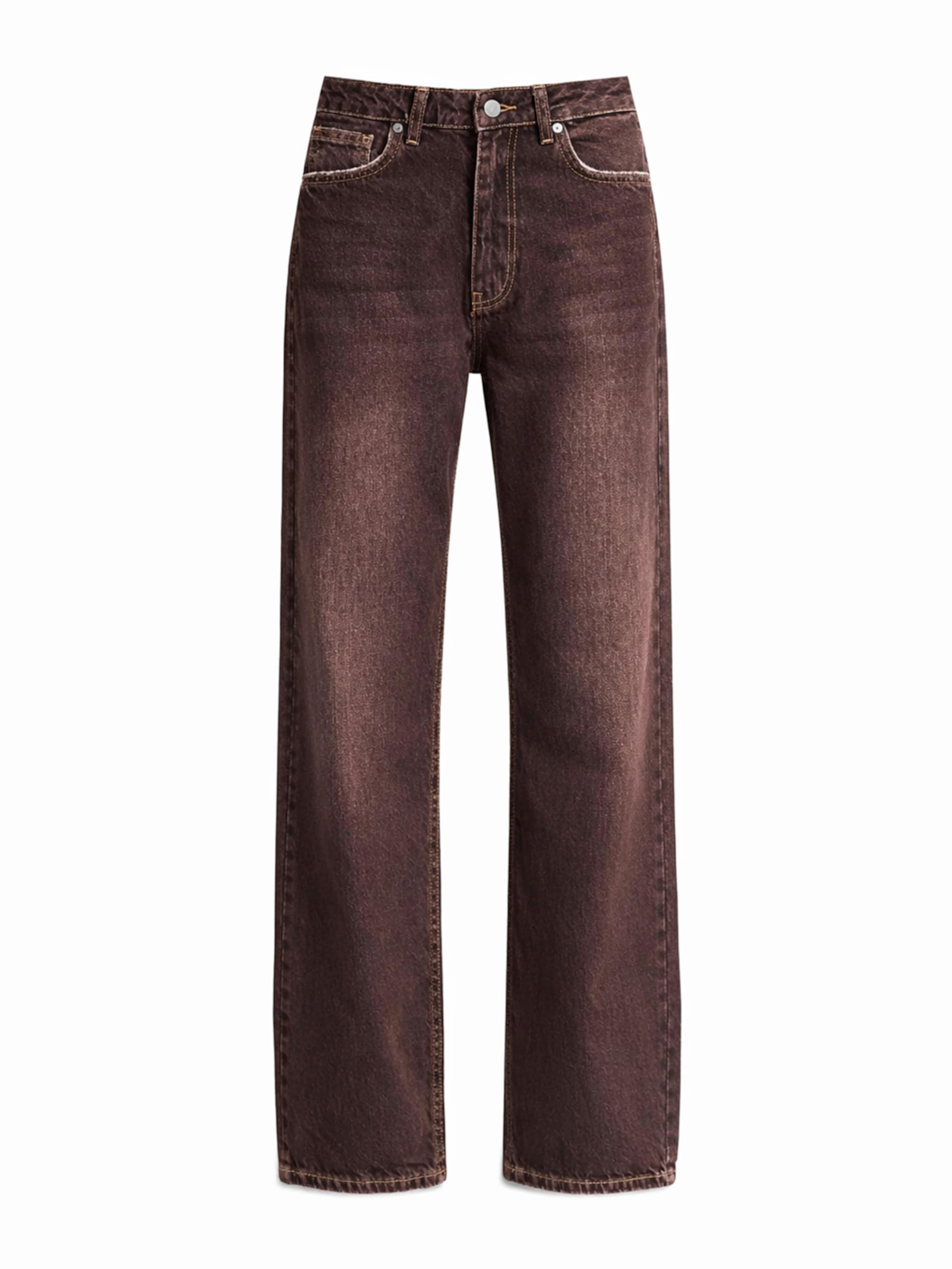 IT'S BASIC Regular Jeans 'Straight High Rise Jeans' in Bruin: voorkant