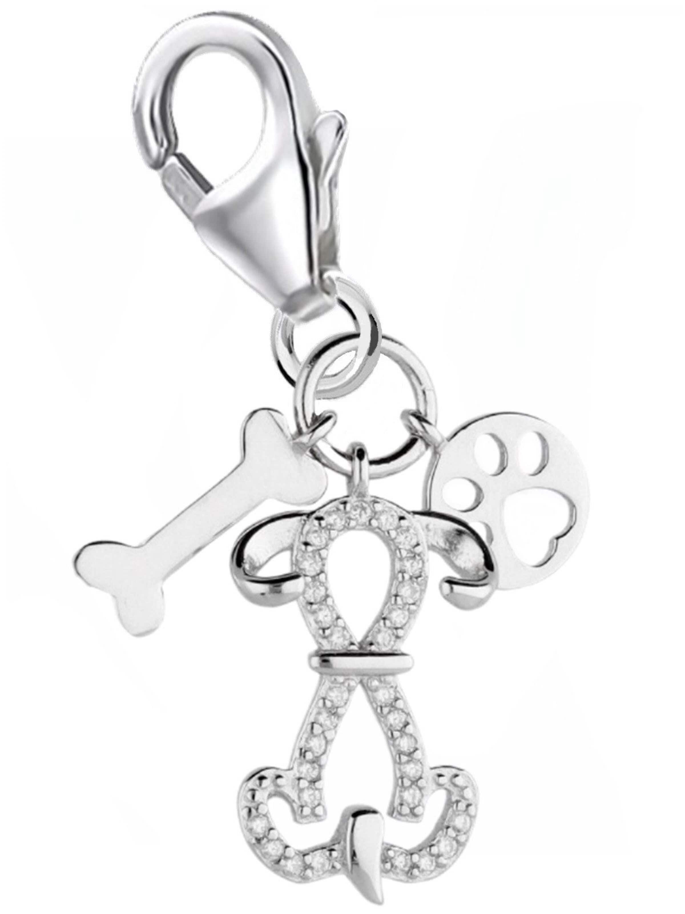Goldene Hufeisen Anhänger 'Pfote, Hund Charm'‌‌‌‌‌‌‌‌ in Silber: Vorderseite
