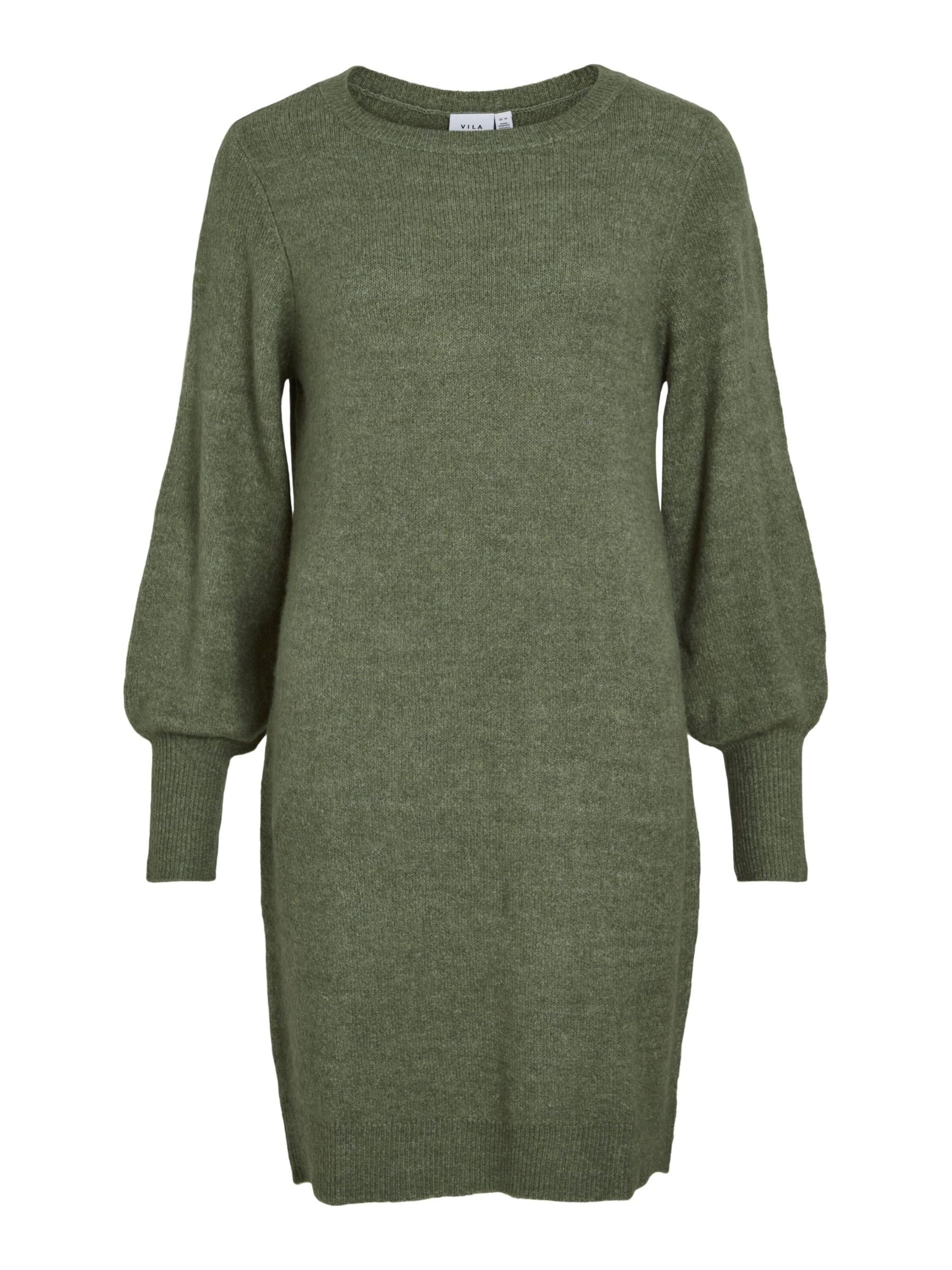 VILA Strikkjole i grøn: forside