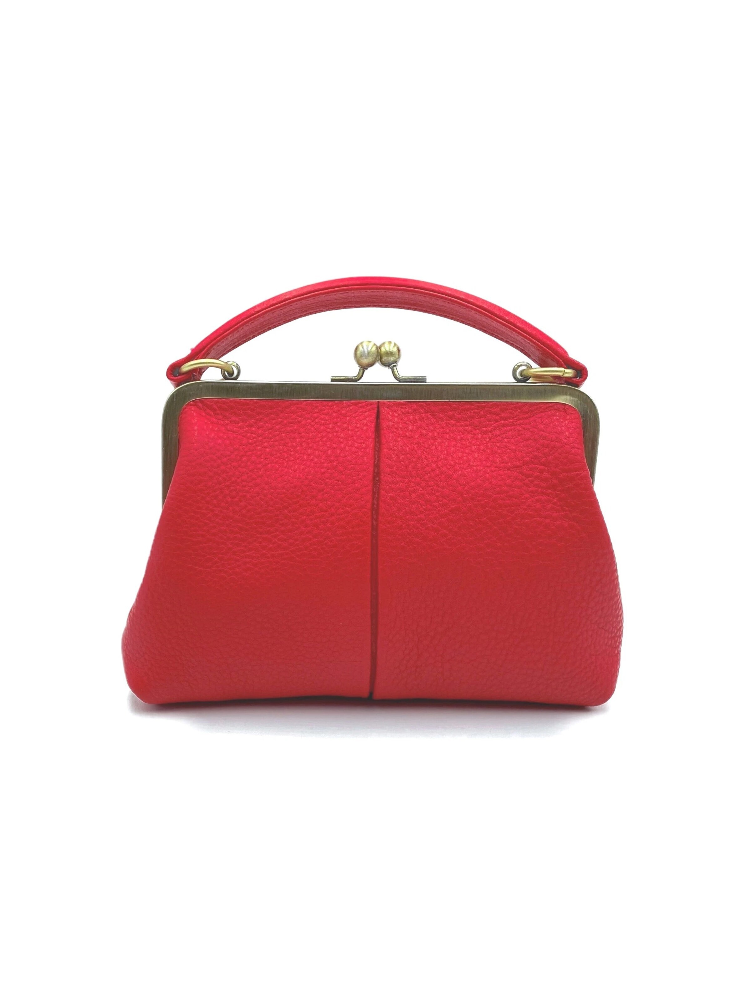 Taschenkinder Handbag 'Kleine Olive – Leder Handtasche & Umhängetasche' in Red: front