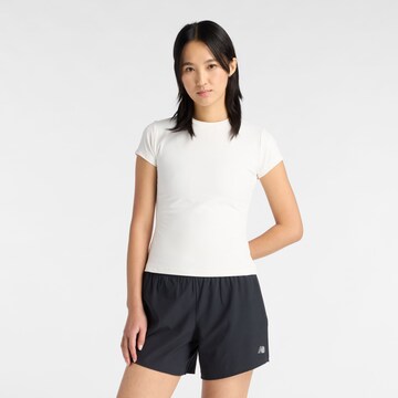 new balance Top 'Ribbed Fitted T-Shirt' in White: front