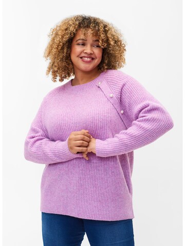 Zizzi Sweater 'MCOMFY PEARL' in Purple: front