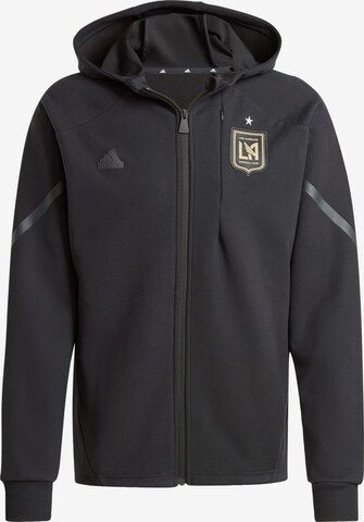 ADIDAS PERFORMANCE Athletic Zip-Up Hoodie 'Los Angeles FC Designed for Gameday Anthem' in Black: front