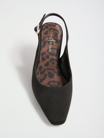 love & roses - Sapatos abertos atrás em preto