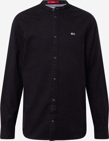 Tommy Jeans Regular fit Button Up Shirt in Black: front