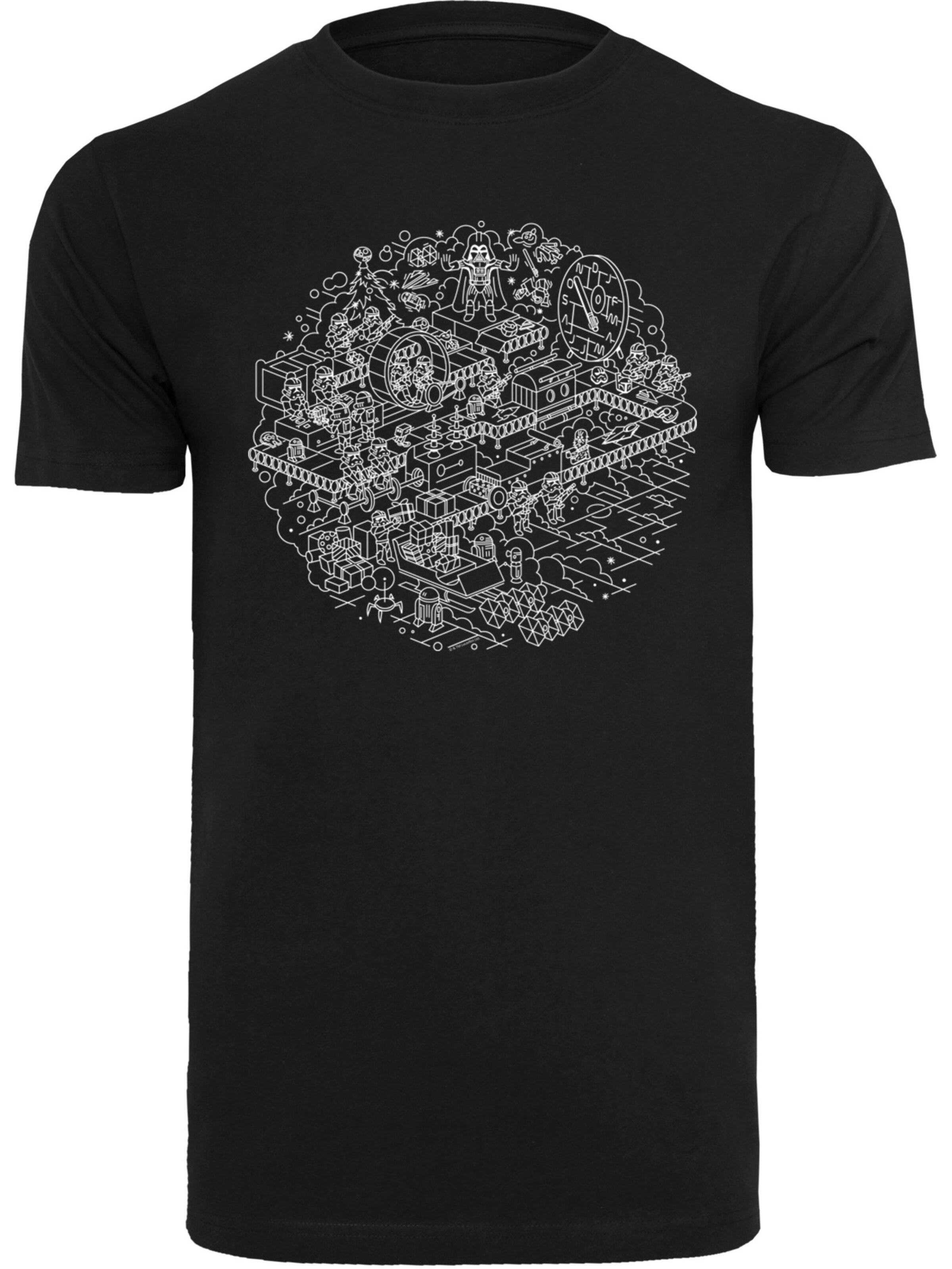 Maglietta 'Star Wars Christmas Death Star Todesstern Weihnachten' di F4NT4STIC in nero: frontale