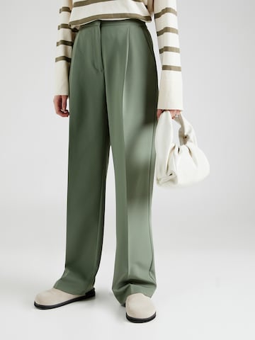 VILA - Perna larga Calças com vincos em verde: frente
