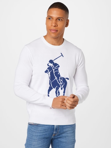 Pulover de la Polo Ralph Lauren pe alb: față