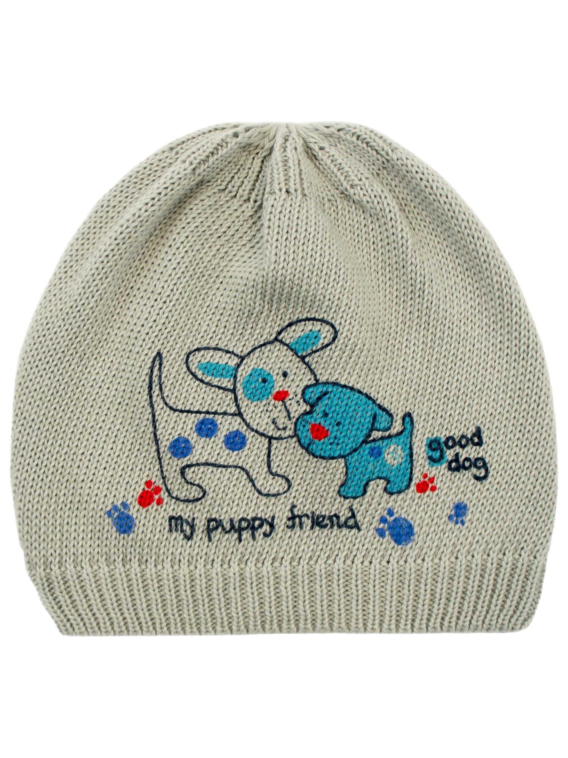 Aliap Mütze 'Hund' in Grau: Vorderseite