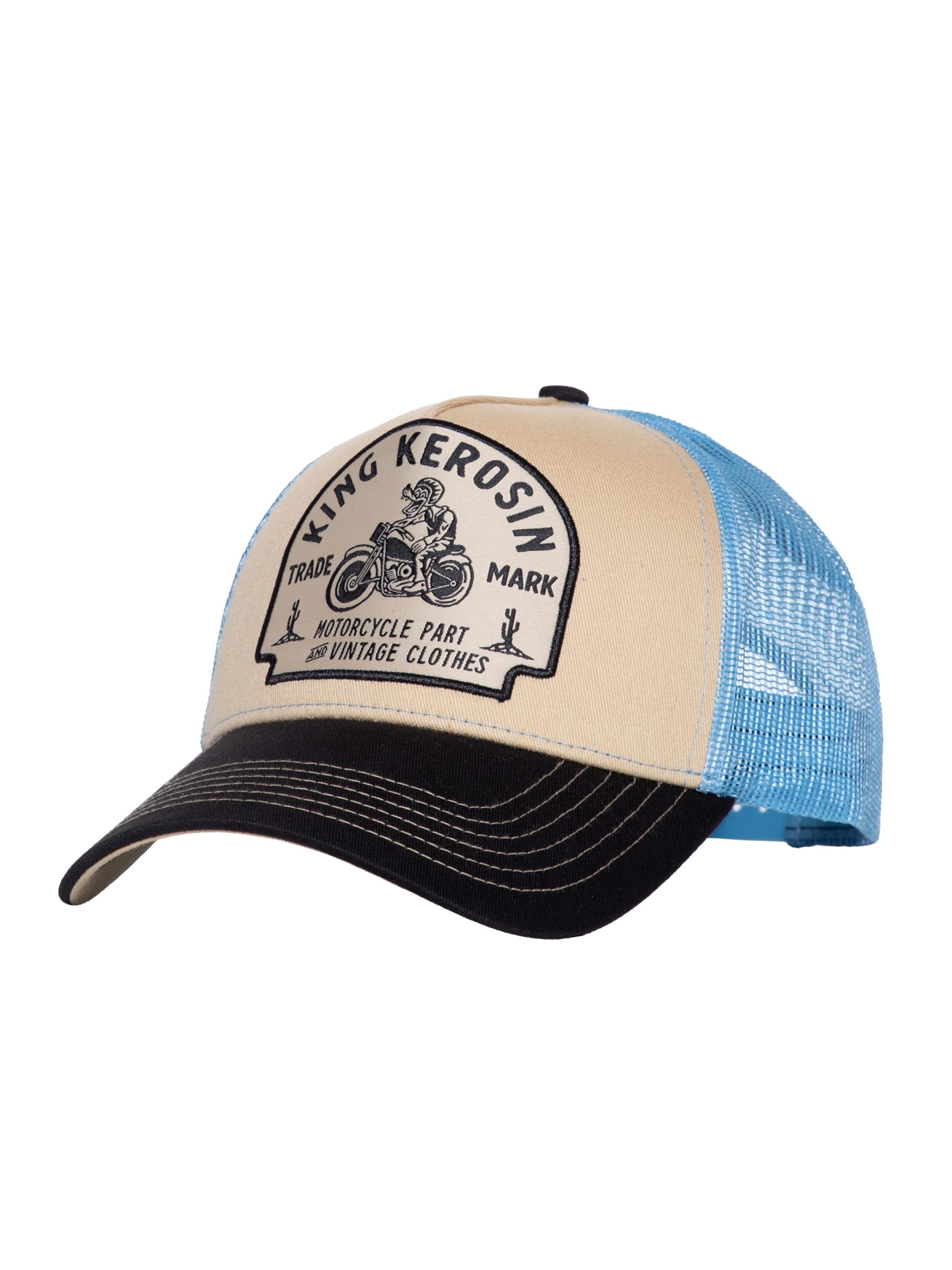 King Kerosin Cap 'Motorcycle Part and Vintage Clothes' in Beige: front