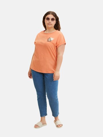 Tom Tailor Women + T-Shirt in Orange