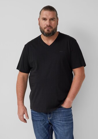 s.Oliver Men Big Sizes Shirt in Black: front