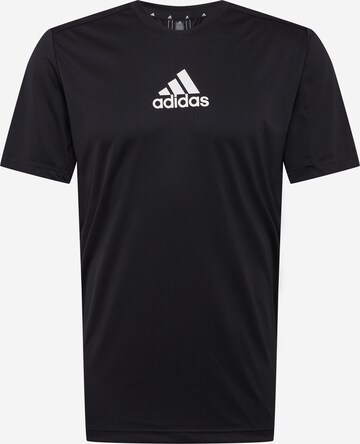 ADIDAS SPORTSWEARTehnička sportska majica 'Designed To Move 3-Stripes' - crna boja: prednji dio