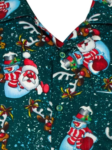 Regular fit Camicia 'Christmas Snowflakes' di King Kameha in verde