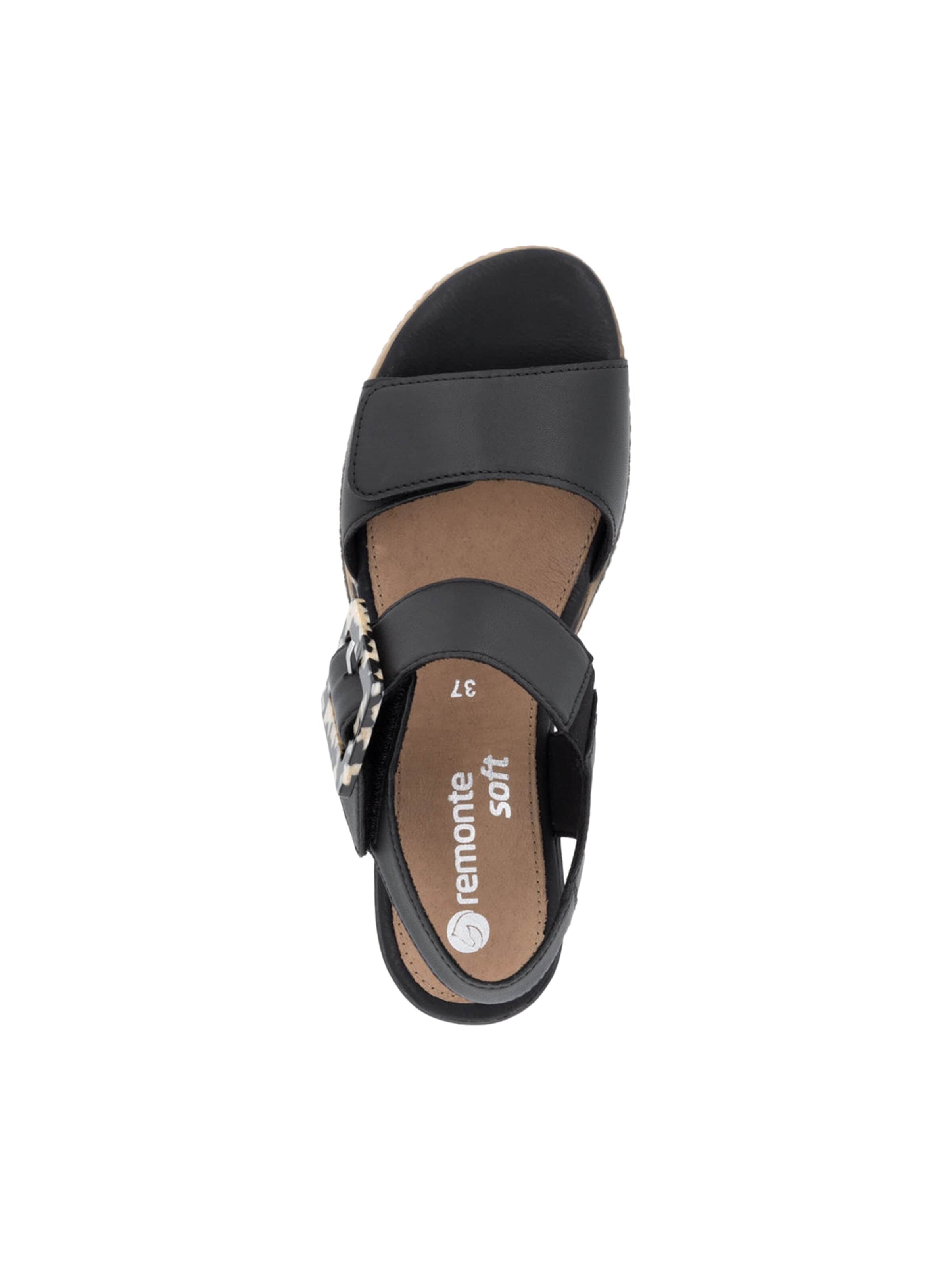 Sandalo 'Artigo-Sandalen mit Keilabsatz aus Leder' di REMONTE in nero