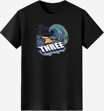 T-shirt 'Women Vintage Gradient Wave Keep growing THREE Letter Print T-Shirt' LapaPlus en noir : devant