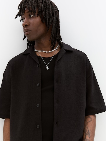 Pull&Bear Comfort fit Button Up Shirt in Black