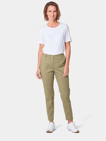 Goldner Regular Pleated Pants 'Anna' in Green