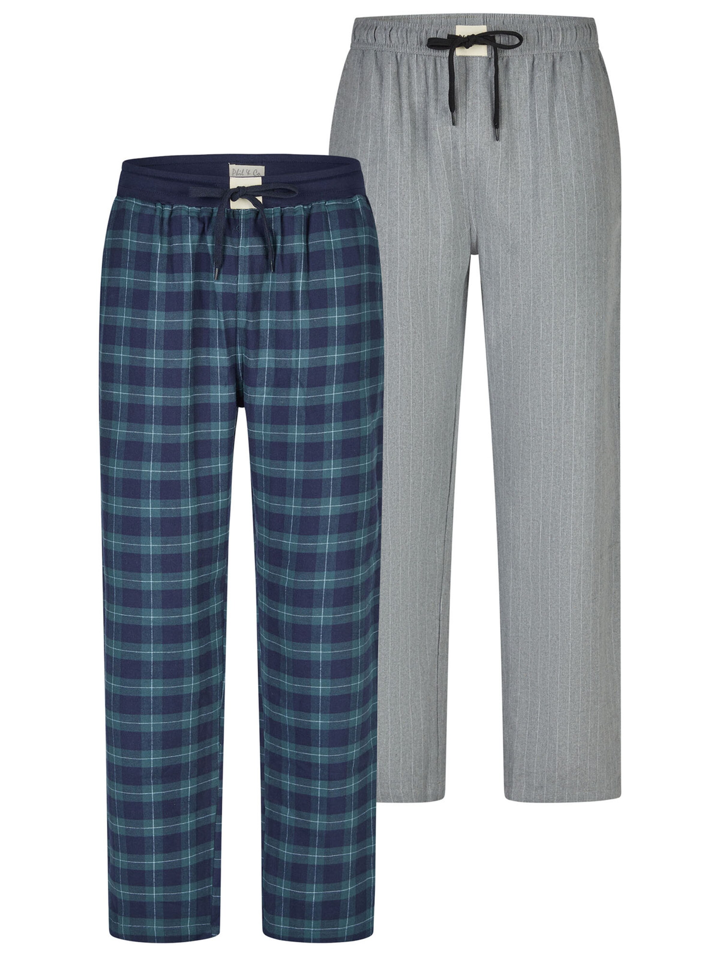 Phil & Co. Berlin Pyjamahose 'Flanell' in Blau: Vorderseite