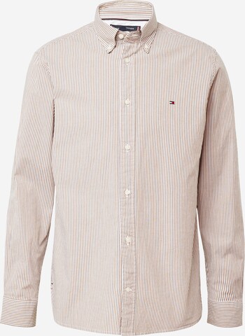 TOMMY HILFIGER Button Up Shirt 'FLEX' in Brown: front