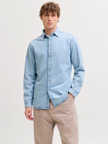 JACK & JONES Slim fit Button Up Shirt 'JJESTANLEY' in Blue: front